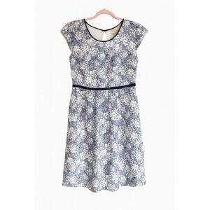 LOFT Navy & White Floral Print Dress – Size 0 – Excellent Condition